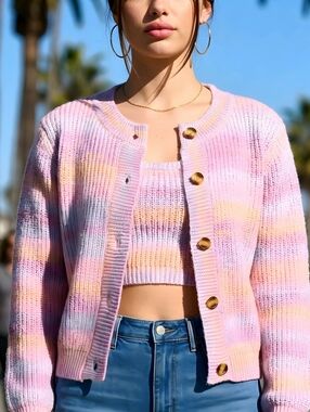 Mabelinda Pastel Striped Cardigan Set